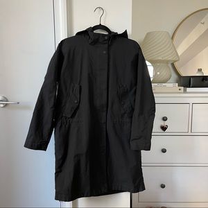 Everlane Black Hooded Raincoat
